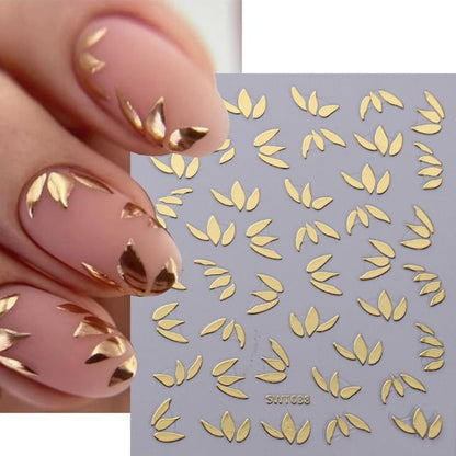 Leaf Metallic Nail Art Stickers SpreePicky