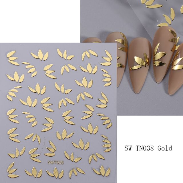 Leaf Metallic Nail Art Stickers SpreePicky