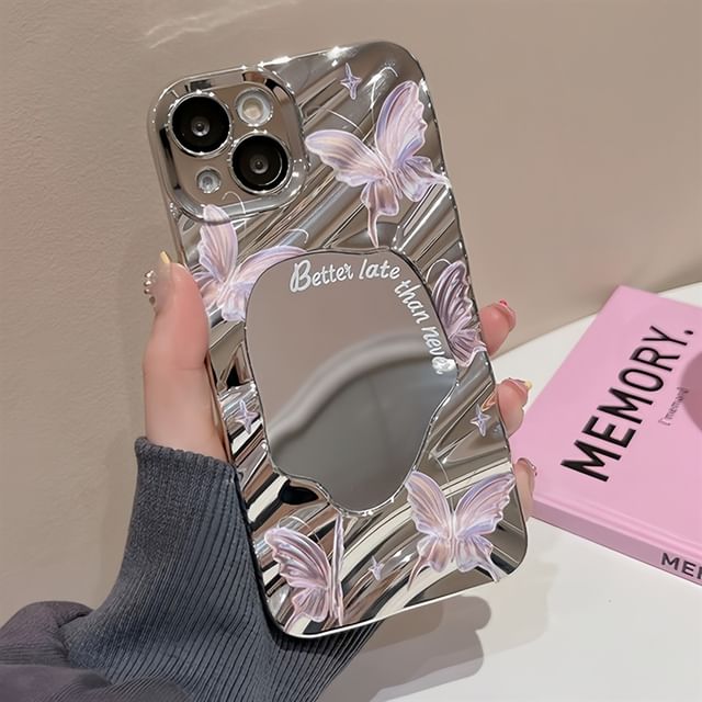 Butterfly Mirrored Phone Case - iPhone 15 Pro Max / 15 Pro / 15 / 14 Pro Max / 14 Pro / 14 / 13 Pro Max / 13 Pro / 13 / 12 Pro Max / 12 Pro / 12 / 11 SpreePicky