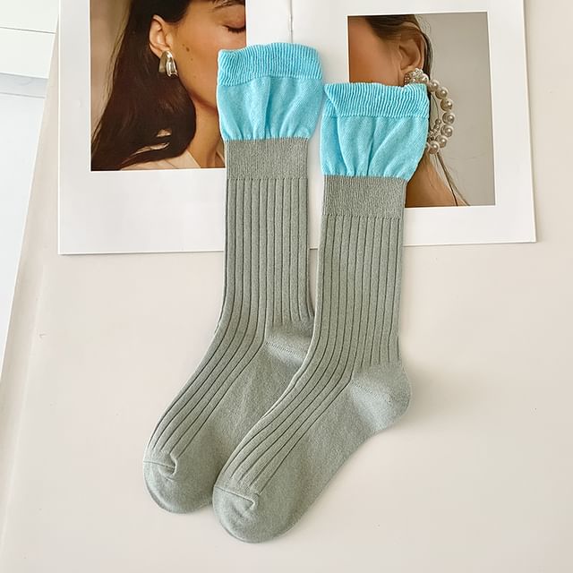 Two Tone Ribbed Socks / Set SpreePicky