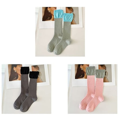 Two Tone Ribbed Socks / Set SpreePicky