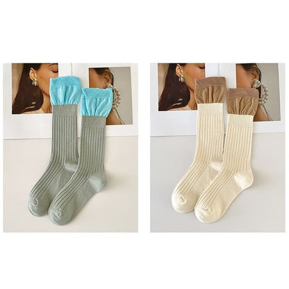 Two Tone Ribbed Socks / Set SpreePicky