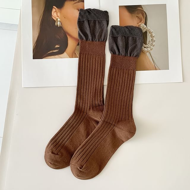 Two Tone Ribbed Socks / Set SpreePicky