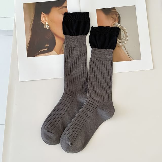 Two Tone Ribbed Socks / Set SpreePicky