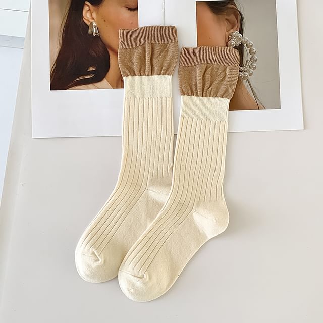 Two Tone Ribbed Socks / Set SpreePicky