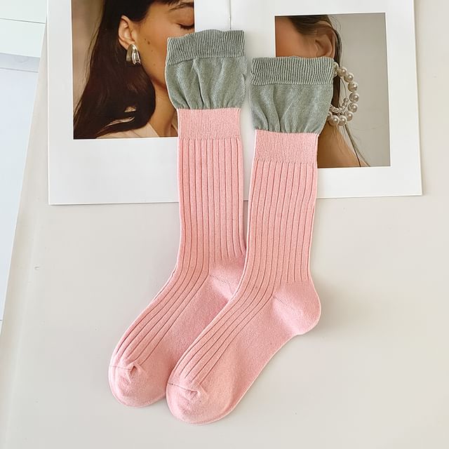 Two Tone Ribbed Socks / Set SpreePicky