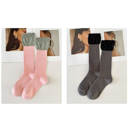 Two Tone Ribbed Socks / Set SpreePicky