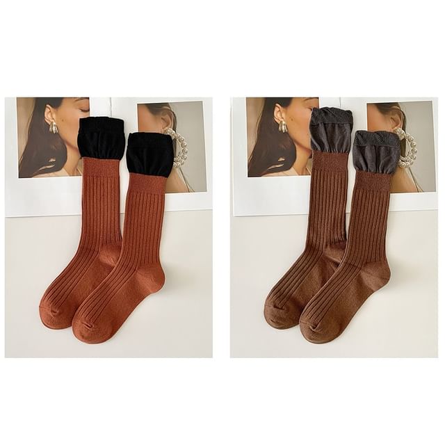 Two Tone Ribbed Socks / Set SpreePicky