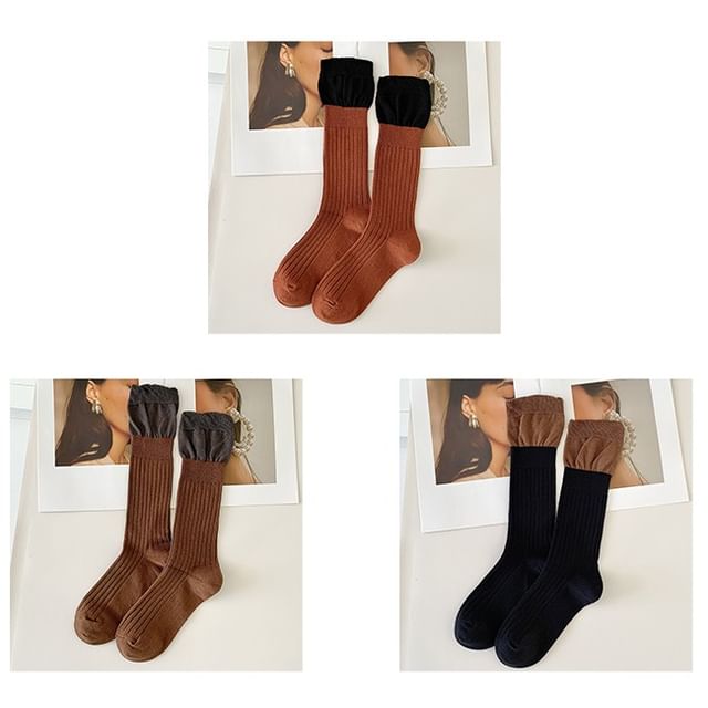 Two Tone Ribbed Socks / Set SpreePicky