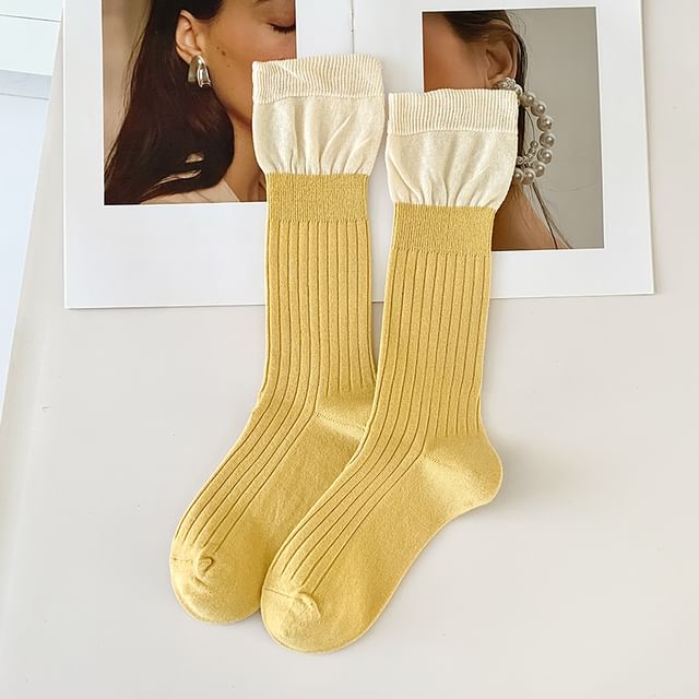 Two Tone Ribbed Socks / Set SpreePicky