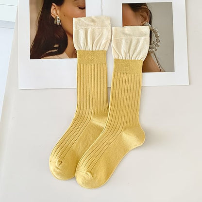 Two Tone Ribbed Socks / Set SpreePicky