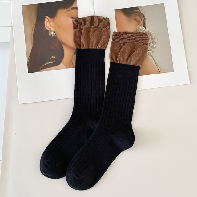 Two Tone Ribbed Socks / Set SpreePicky