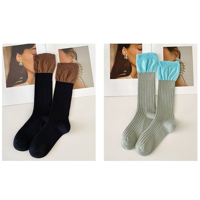 Two Tone Ribbed Socks / Set SpreePicky