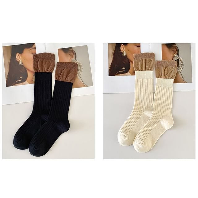 Two Tone Ribbed Socks / Set SpreePicky