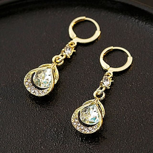 Faux Cat Eye Stone Rhinestone Alloy Dangle Earring SpreePicky