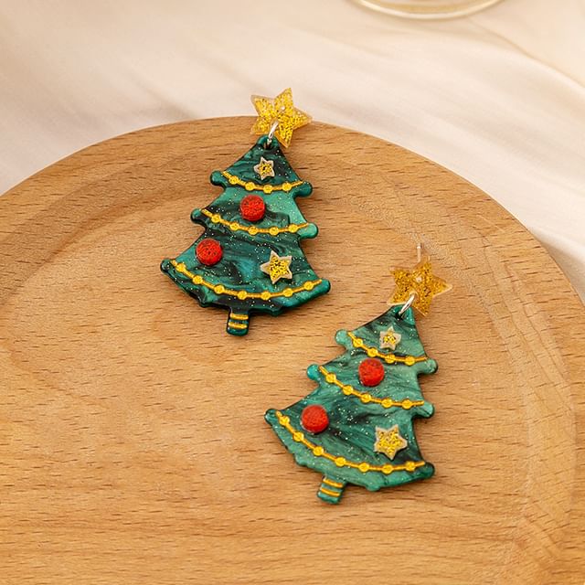 Christmas Tree Resin Drop Earring SpreePicky