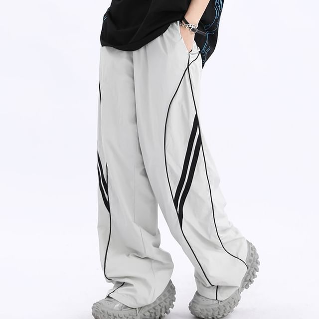 Low Waist Striped Loose-Fit Wide-Leg Sweatpants SpreePicky