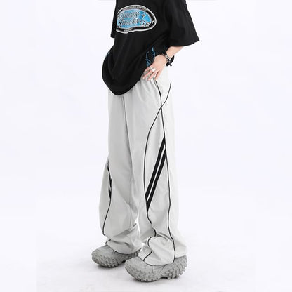 Low Waist Striped Loose-Fit Wide-Leg Sweatpants SpreePicky