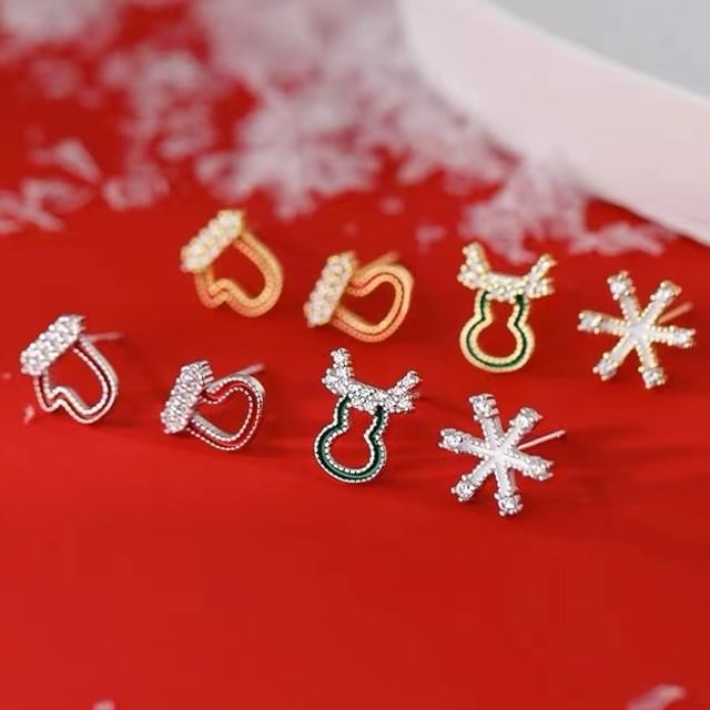 Christmas Rhinestone Asymmetrical Stud Earring SpreePicky