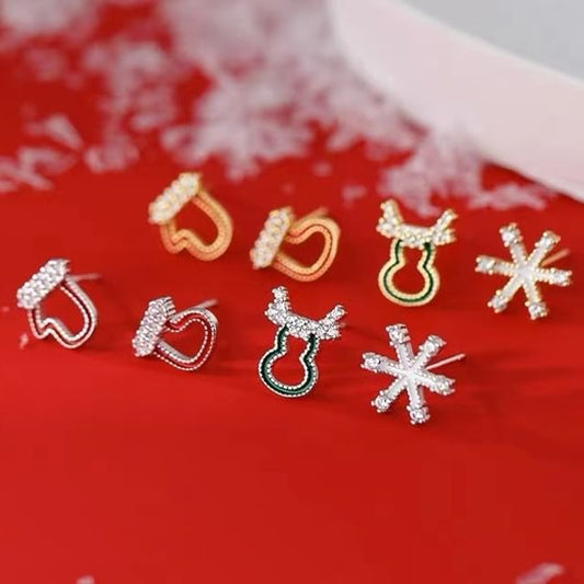 Christmas Rhinestone Asymmetrical Stud Earring SpreePicky