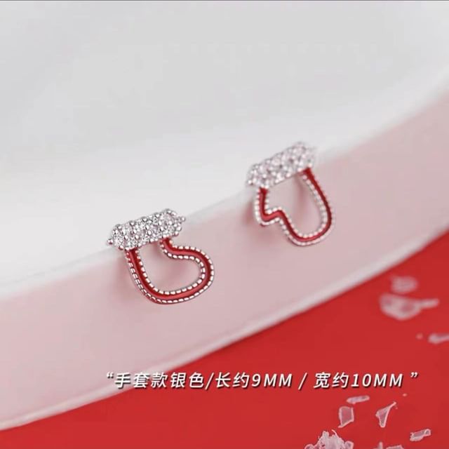 Christmas Rhinestone Asymmetrical Stud Earring SpreePicky