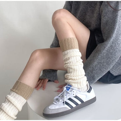 Two-Tone Ribbed Knit Socks / Set SpreePicky