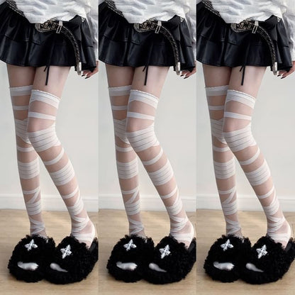 Mesh Panel Over-the-Knee Socks / Set SpreePicky