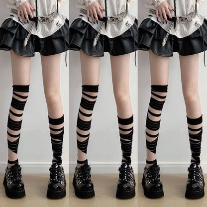 Mesh Panel Over-the-Knee Socks / Set SpreePicky