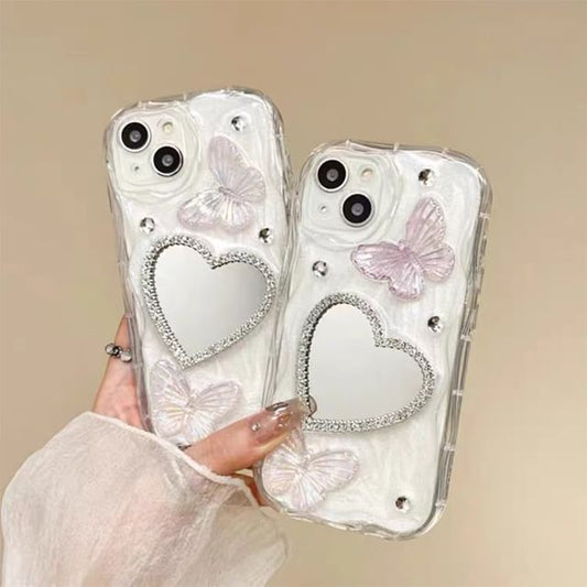 Butterfly Heart Mirrored Phone Case - iPhone 15 Pro Max / 15 Pro / 15 Plus / 15 / 14 Pro Max / 14 Pro / 14 Plus / 14 / 13 Pro Max / 13 Pro / 13 / 13 mini / 12 Pro Max / 12 Pro / 12 / 12 mini / 11 Pro Max / 11 Pro / 11 / SE / XS Max / XS / XR / X SpreePicky