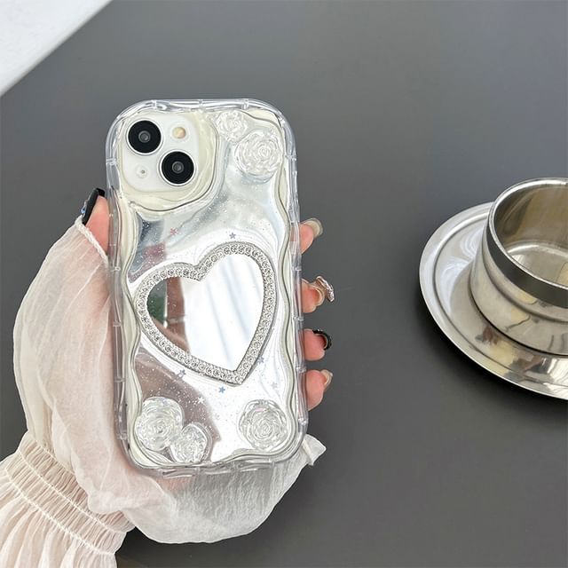 Heart Mirrored Phone Case - iPhone 15 Pro Max / 15 Pro / 15 Plus / 15 / 14 Pro Max / 14 Pro / 14 Plus / 14 / 13 Pro Max / 13 Pro / 13 / 13 mini / 12 Pro Max / 12 Pro / 12 / 12 mini / 11 Pro Max / 11 Pro / 11 / SE / XS Max / XS / XR / X SpreePicky