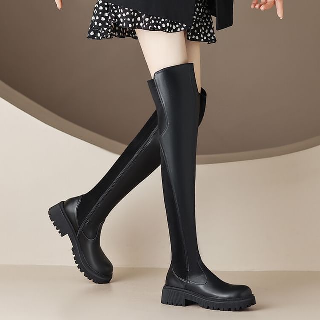 Platform Panel Over The Knee Boots SpreePicky