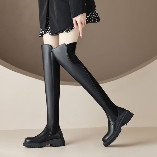 Platform Panel Over The Knee Boots SpreePicky