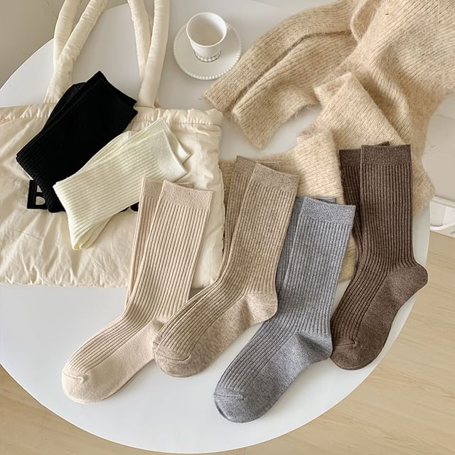 Plain Ribbed Short Socks Set SpreePicky