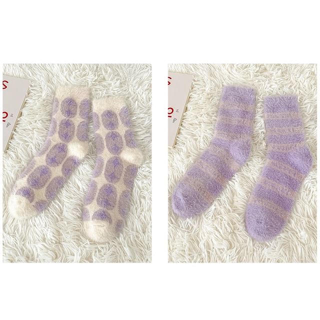 Patterned Fluffy Short Socks Set SpreePicky