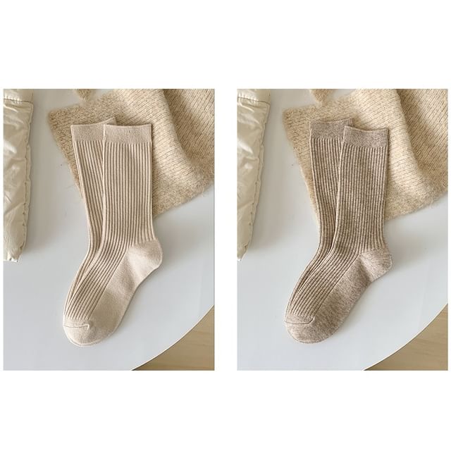 Plain Ribbed Short Socks Set SpreePicky