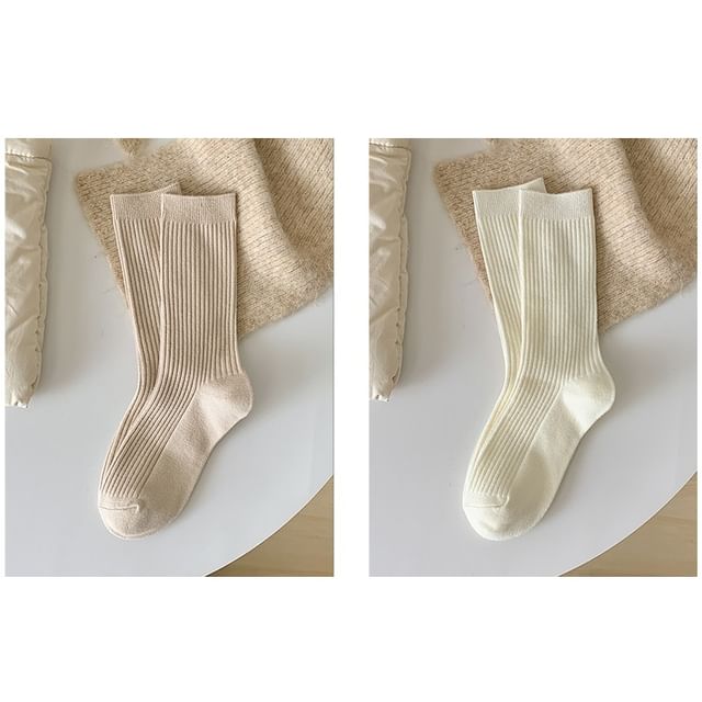 Plain Ribbed Short Socks Set SpreePicky