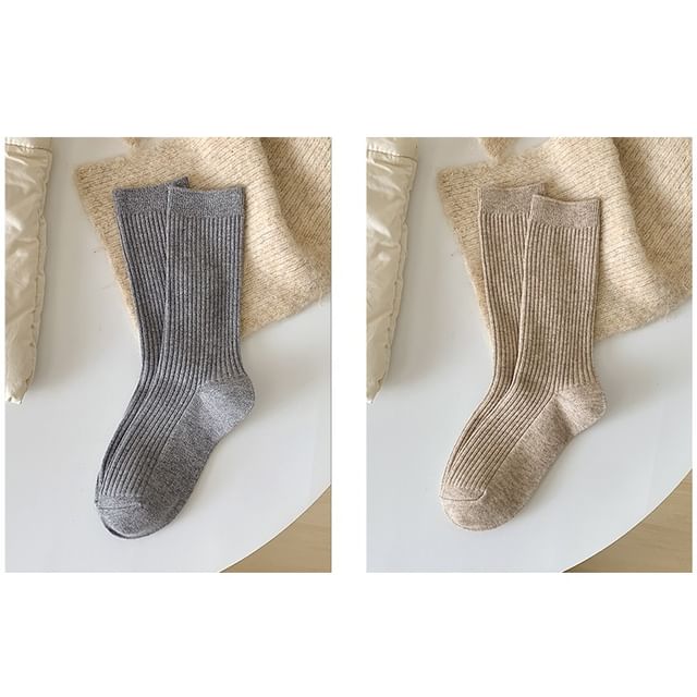 Plain Ribbed Short Socks Set SpreePicky