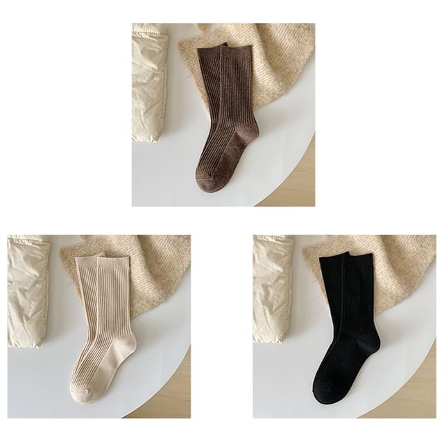 Plain Ribbed Short Socks Set SpreePicky