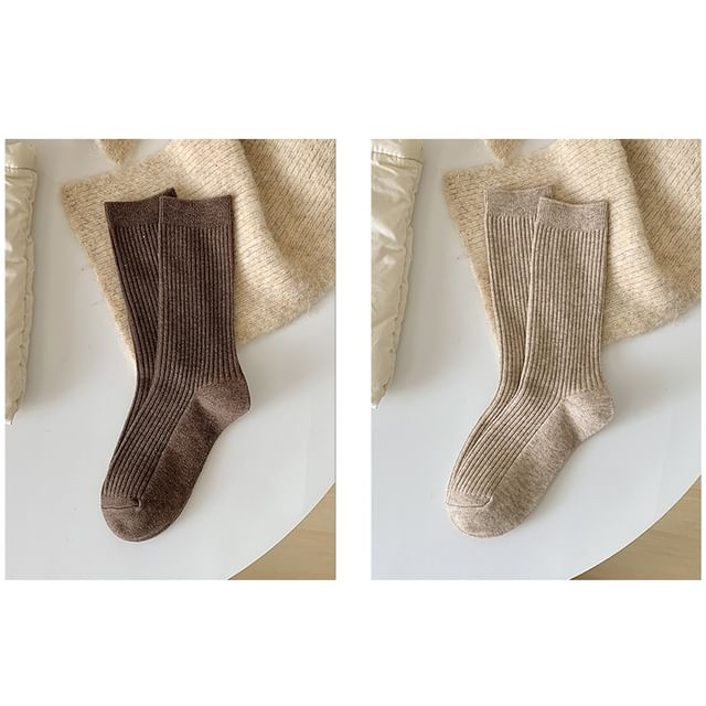 Plain Ribbed Short Socks Set SpreePicky