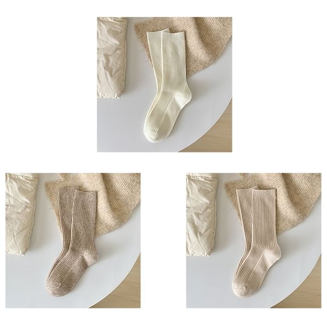 Plain Ribbed Short Socks Set SpreePicky