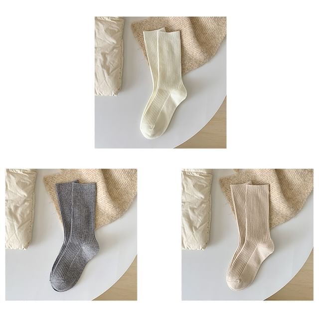 Plain Ribbed Short Socks Set SpreePicky