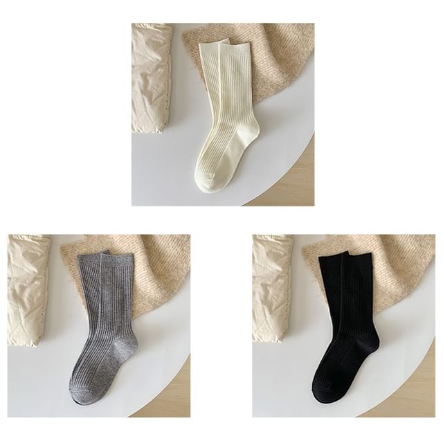 Plain Ribbed Short Socks Set SpreePicky