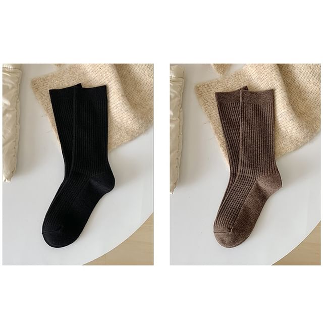 Plain Ribbed Short Socks Set SpreePicky