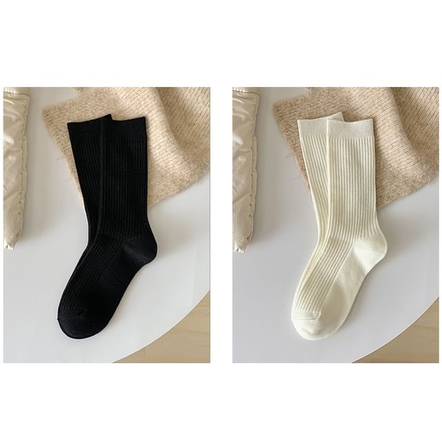 Plain Ribbed Short Socks Set SpreePicky