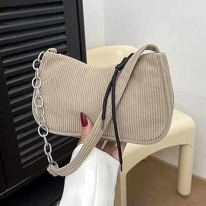 Chain Strap Corduroy Shoulder Bag SpreePicky