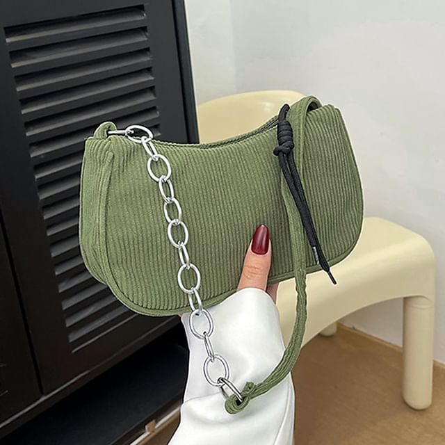 Chain Strap Corduroy Shoulder Bag SpreePicky