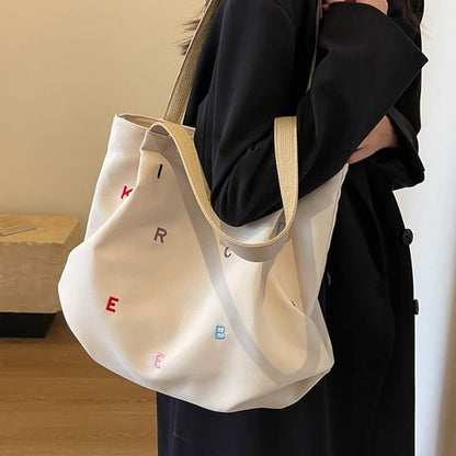 Letter Embroidered Tote Bag SpreePicky