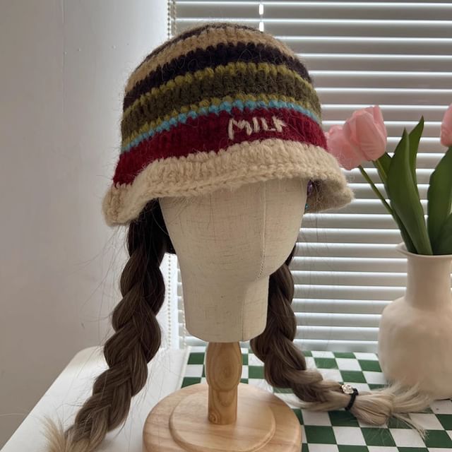 Striped Knit Cloche Hat SpreePicky