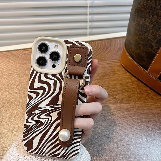 Zebra Print Strap Phone Case - iPhone 15 Pro Max / 15 Pro / 15 Plus / 15 / 14 Pro Max / 14 Pro / 14 Plus / 14 / 13 Pro Max / 13 Pro / 13 / 13 mini / 12 Pro Max / 12 Pro / 12 / 12 mini / 11 Pro Max / 11 Pro / 11 SpreePicky