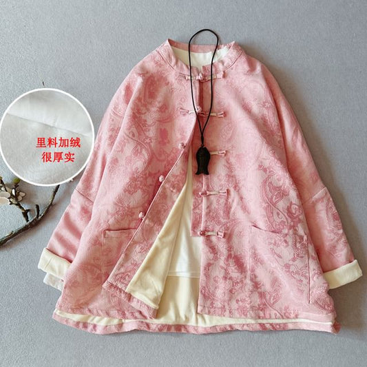 Traditional Chinese Print Frog Buttoned Jacket SpreePicky